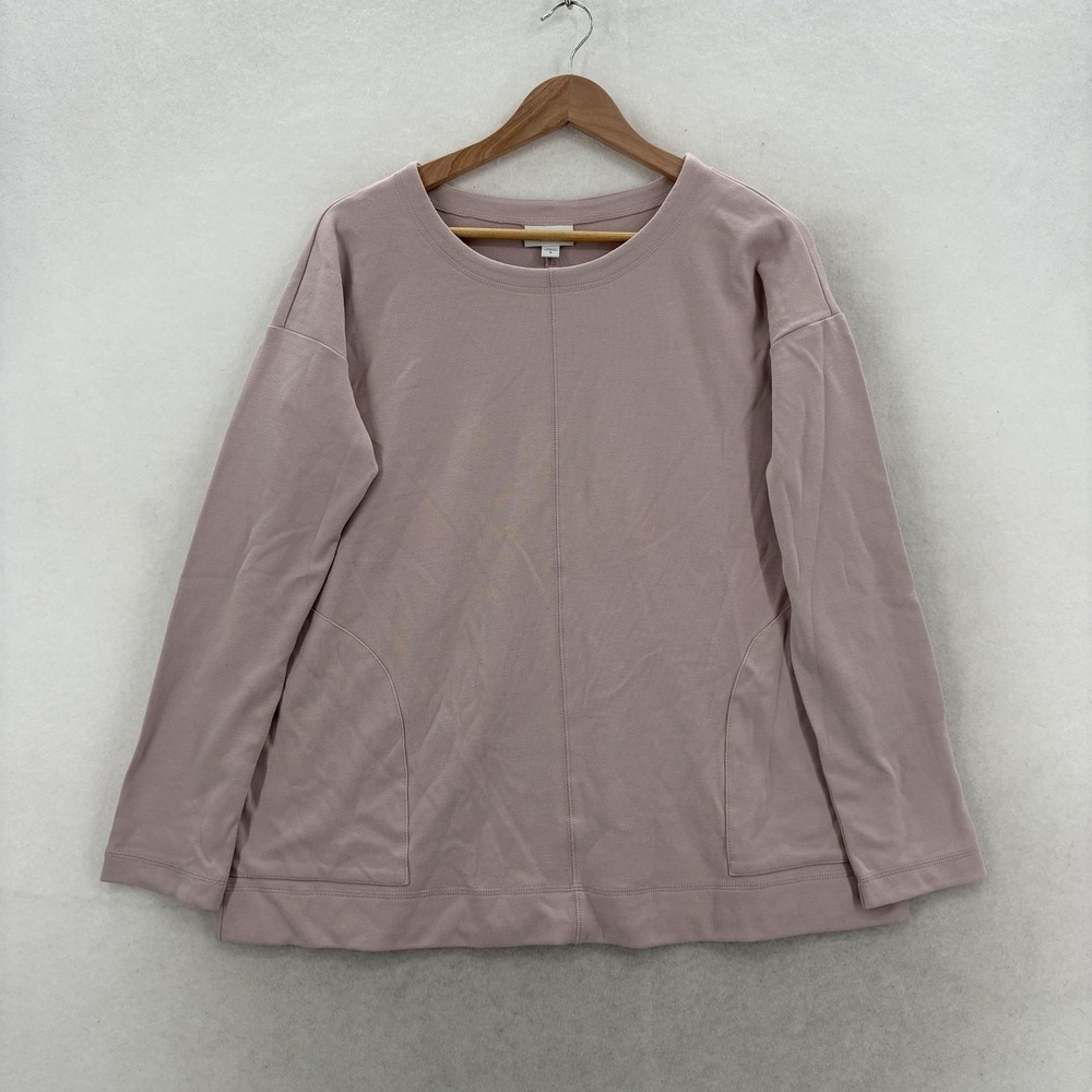 J Jill Pure Jill Tunic Top Womens Medium Pink Scoop Neck Long Sleeve Pockets NWT